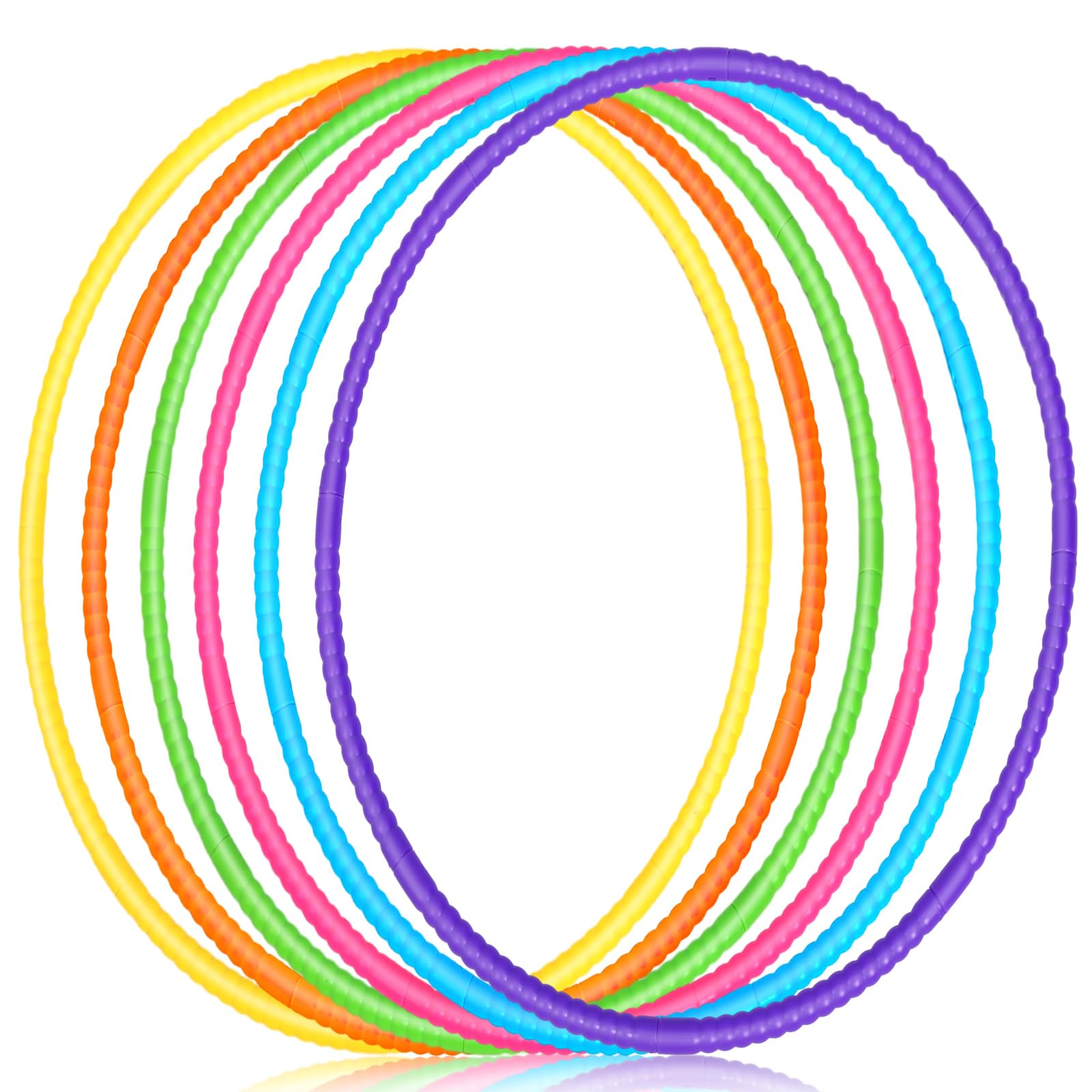 Sratte 6 Pcs Exercise Hoop Detachable Adjustable Plastic Hoops Snap Together Toy Ring Color Playground Toys for Girls and Boys Party Games, Sports,