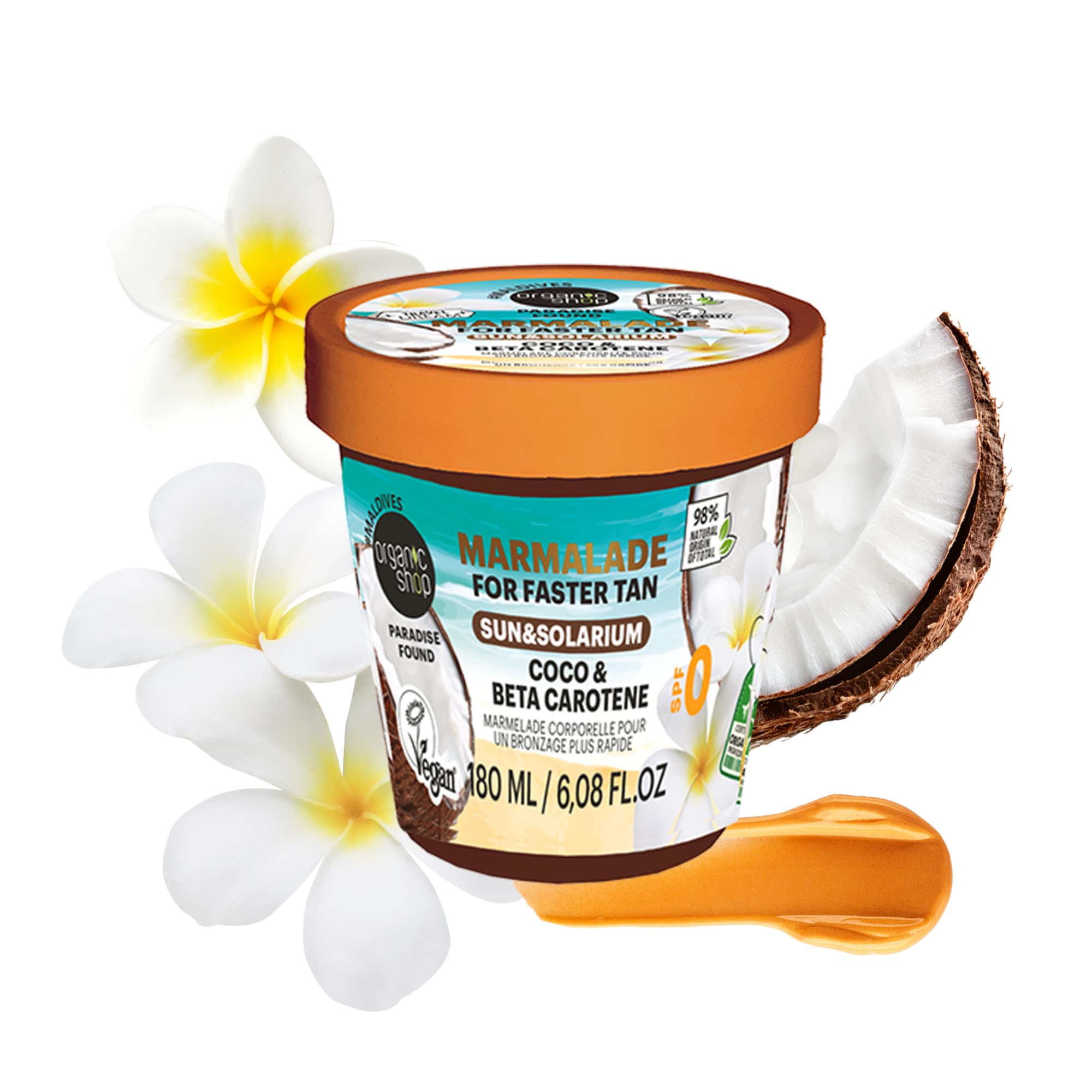 Organic Shop Paradise Found Body Marmalade For Faster Tan in the Sun & Solarium. With Coco & Beta Carotene, 180ml - Image 3
