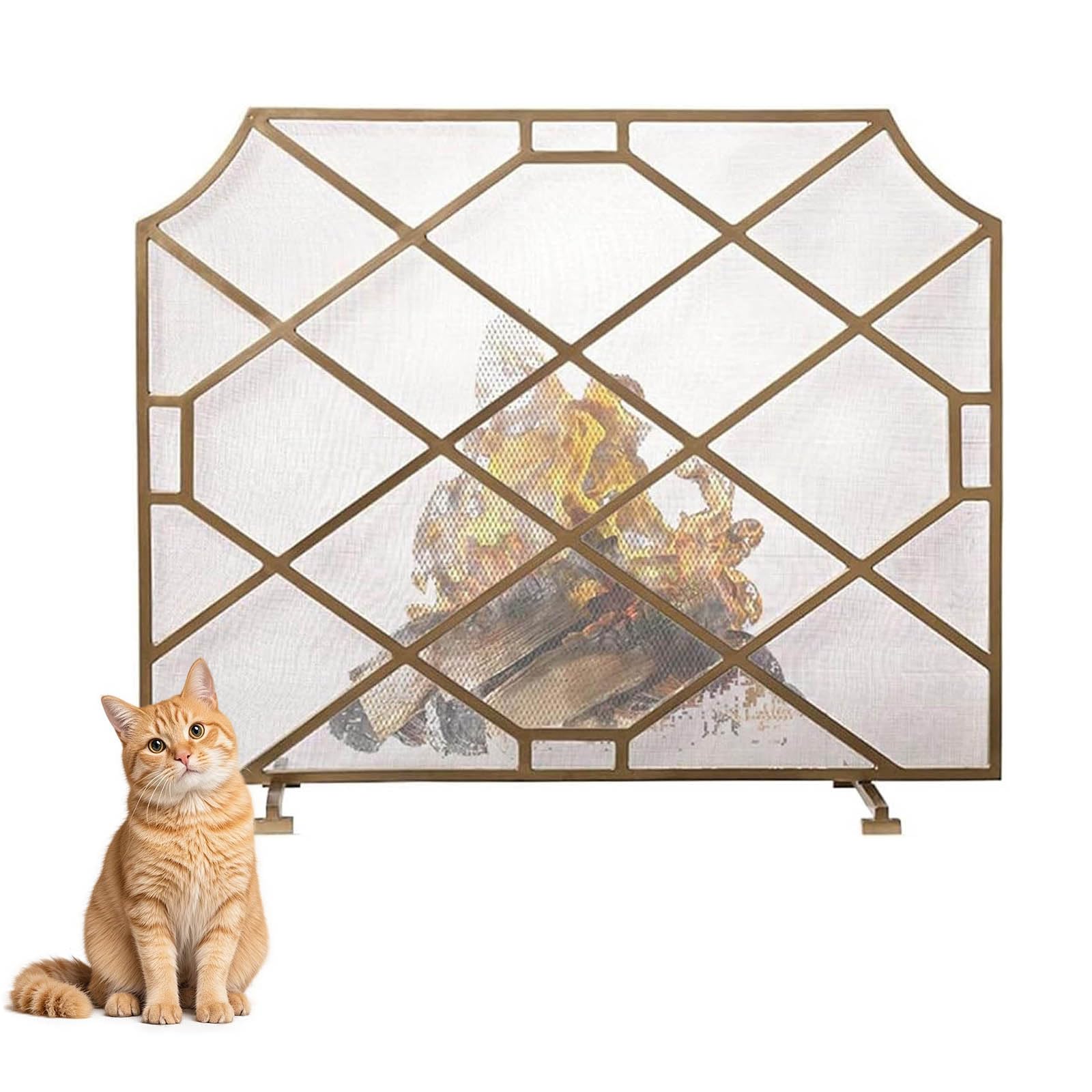 Salvachispas Chimenea Pantalla de Chimenea, Protector contra Chispas Independiente,Cubierta de Chimenea de Metal de Un Solo Panel, Malla Protectora Plana para Chimeneas/Estufas de Leña/Leños a Gas