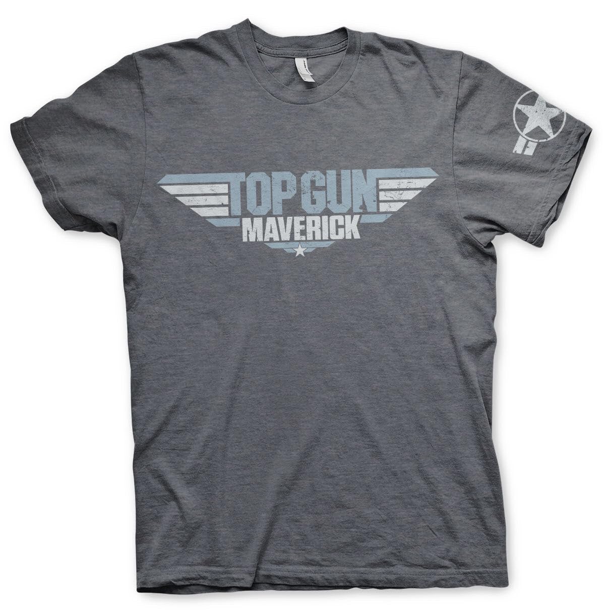 Top Gun: Maverick Officially Licensed Distressed Logo Mens T-Shirt (Dark-Heather), Large