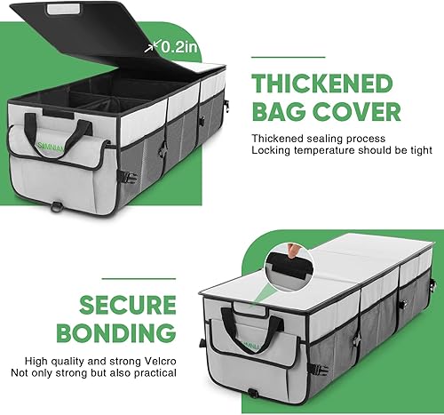 Miniatura 6 de Simniam Organizador de maletero de automóvil con bolsa de comestibles aislada, caja de almacenamiento de alta capacidad de 92 litros, con 4