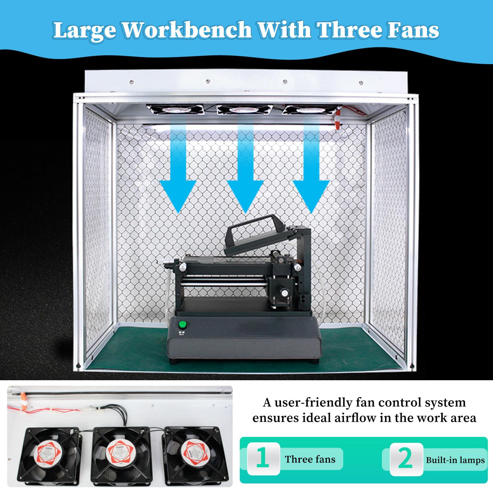 Vertikale Laminar-Flow-Haube und Reinraum, Professionelle Vertikale Laminar Flow Haube mit 3 Lüftern und HEPA-Filter, für Telefonreparatur, Labor, Elektronik