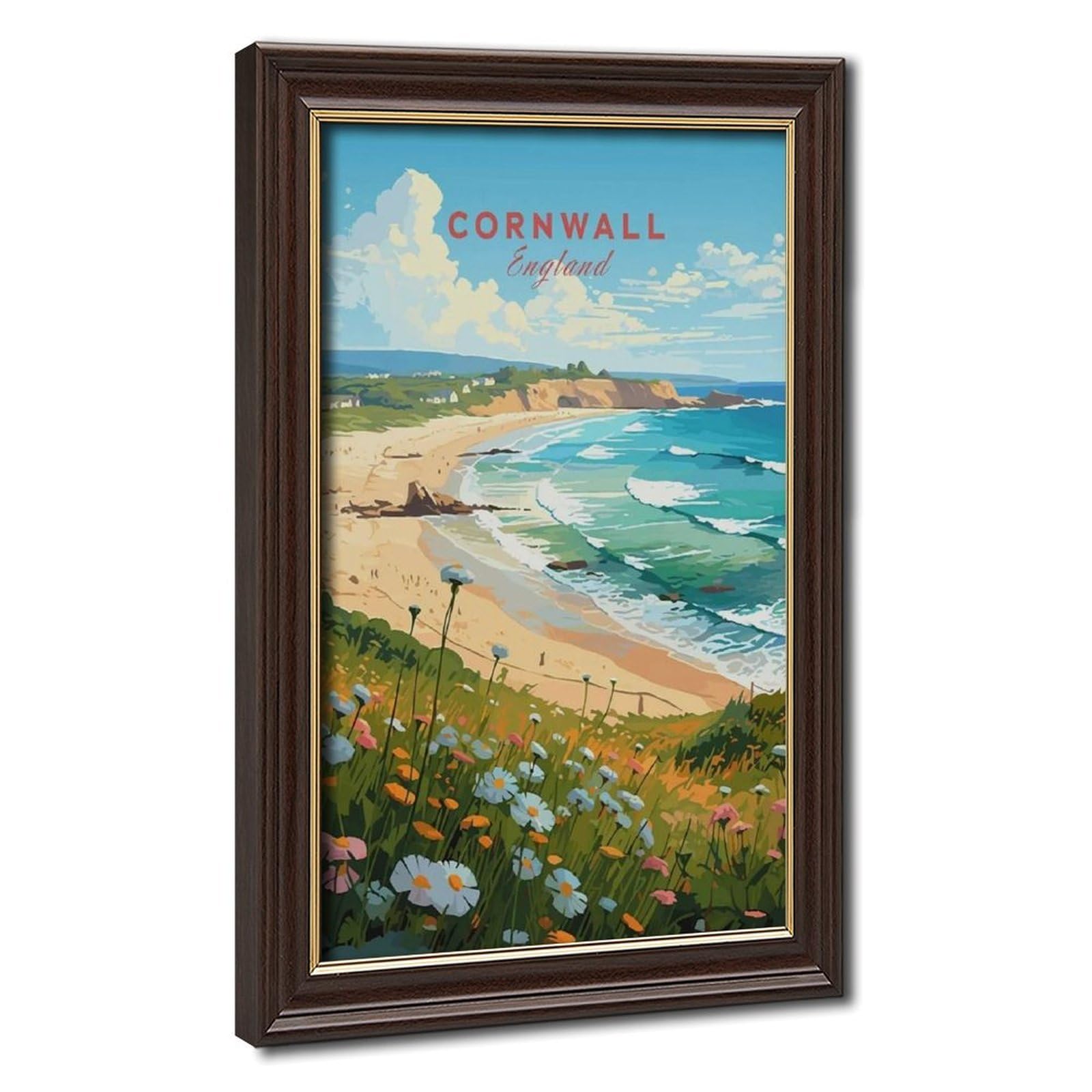 Bareronor Mokume Gane Frame-Style Cornwall Canvas Poster For Bedroom Decor Gift