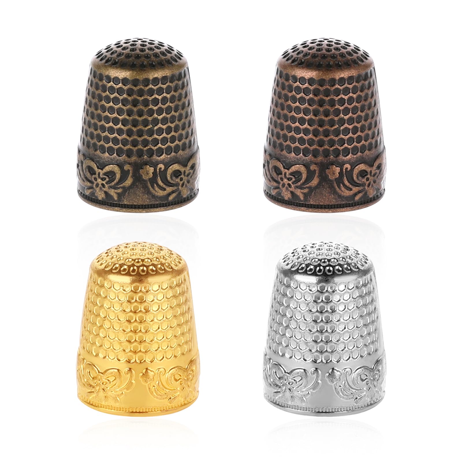 4Colors Metal Thimbles for Hand Sewing Metal Fingertip Protectors Thimbles Thimbles Pad Accessories Sewing Knitting DIY Tools Quilting Craft Accessories Metal Thimbles for Hand Sewing Finger Protector