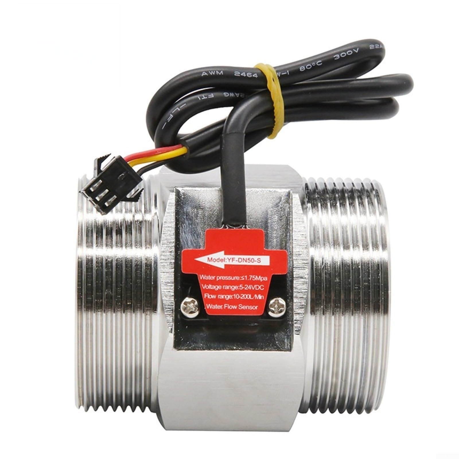Sensor de flujo de agua de pasillo de acero inoxidable DN40 DN50, interruptor de medidor de flujo líquido de 5-150L/min, 3.5-24VDC, resistencia a la presión de 1.75MPa, Para agua industrial