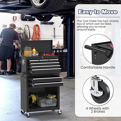 Miniatura 5 de Caja de herramientas con ruedas, caja de herramientas de alta capacidad de 8 cajones con ruedas, caja de herramientas de almacenamiento extraíble
