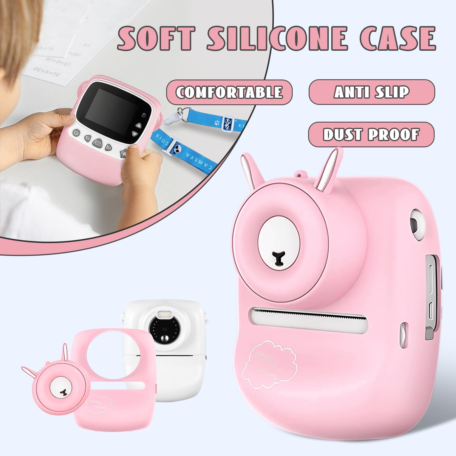 OKA Kinderkamera Sofortbildkamera Doppellinse Kinder Kamera mit Fotos Drucken, 1080P 2.4 Zoll Digitalkamera Kinder Fotoapparat mit Thermopapier, Sinnvolle Geschenke für Mädchen und Junge 3-12 Jahre