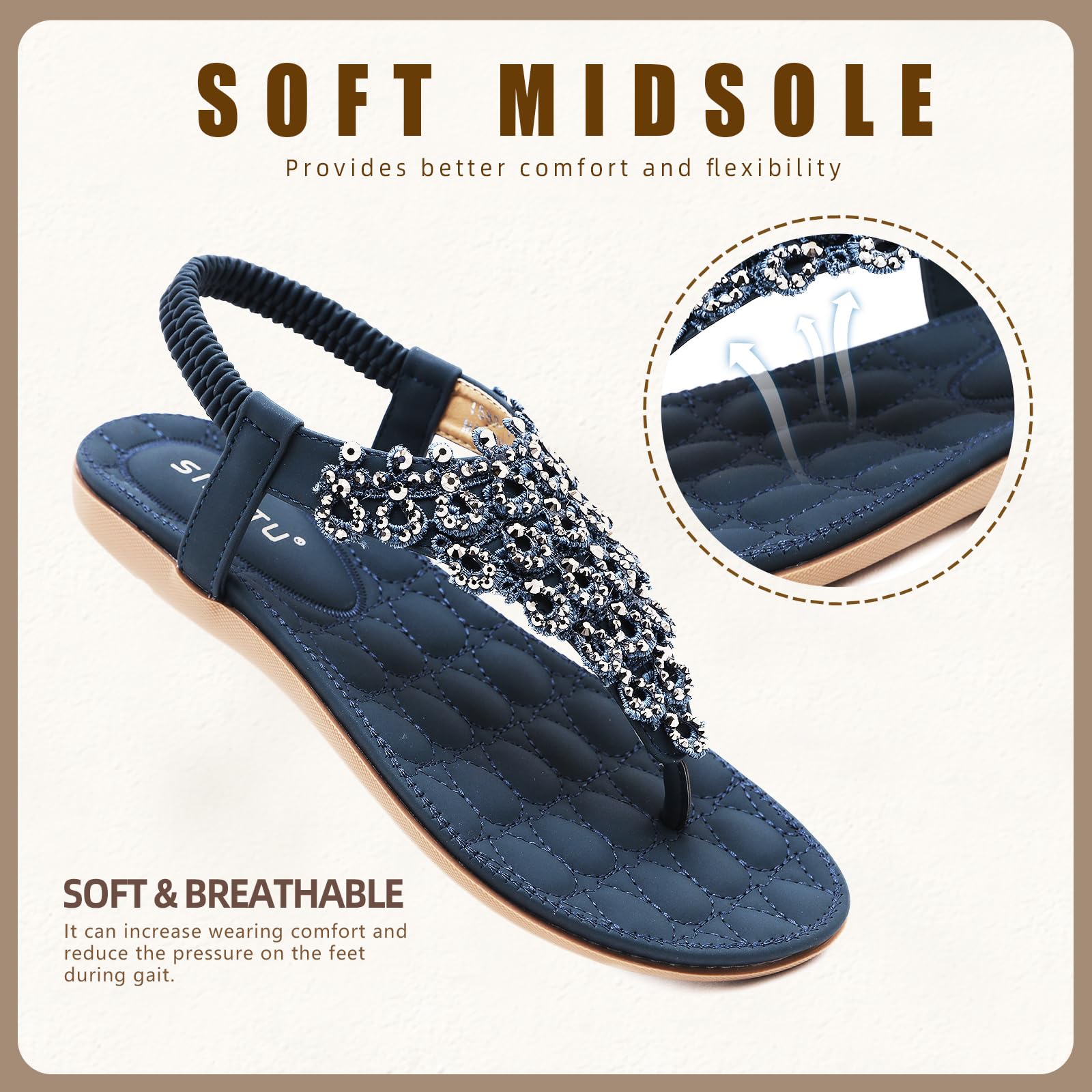 Acfoda Sandalias Mujer Verano Planas Casual Chanclas Bohemio Sandalias de Playa Cómodas Zapatos