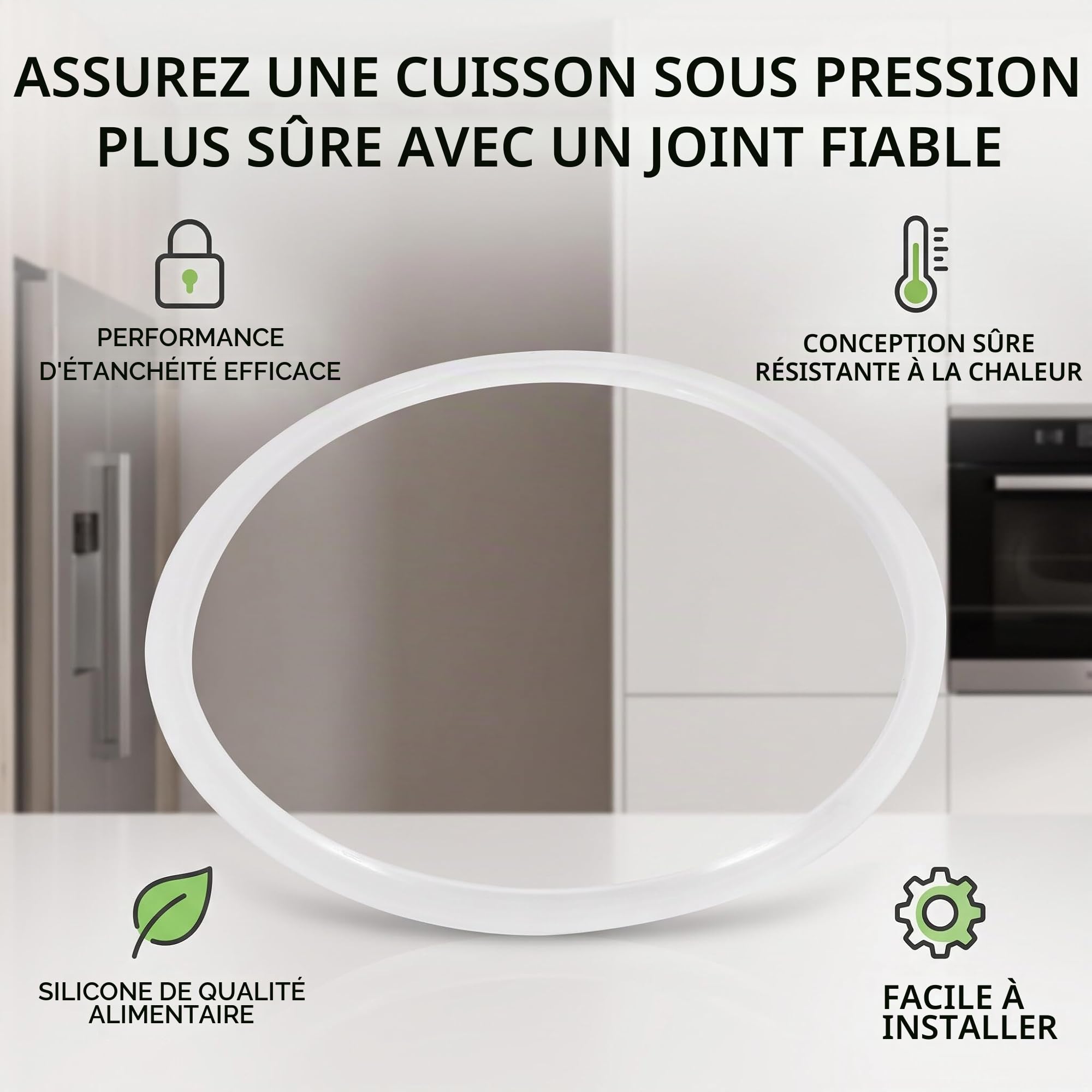 Joint d'Étanchéité Universel pour Autocuiseur, Silicone Transparent, 26cm, Accessoire de Remplacement