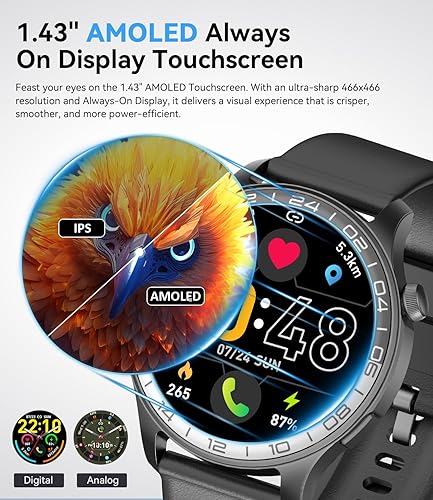 Miniatura 2 de Reloj inteligente para mujeres y hombres, podómetro de seguimiento de pasos de 1.43 pulgadas para iPhone, iOS y Android, IP68 impermeable actividad