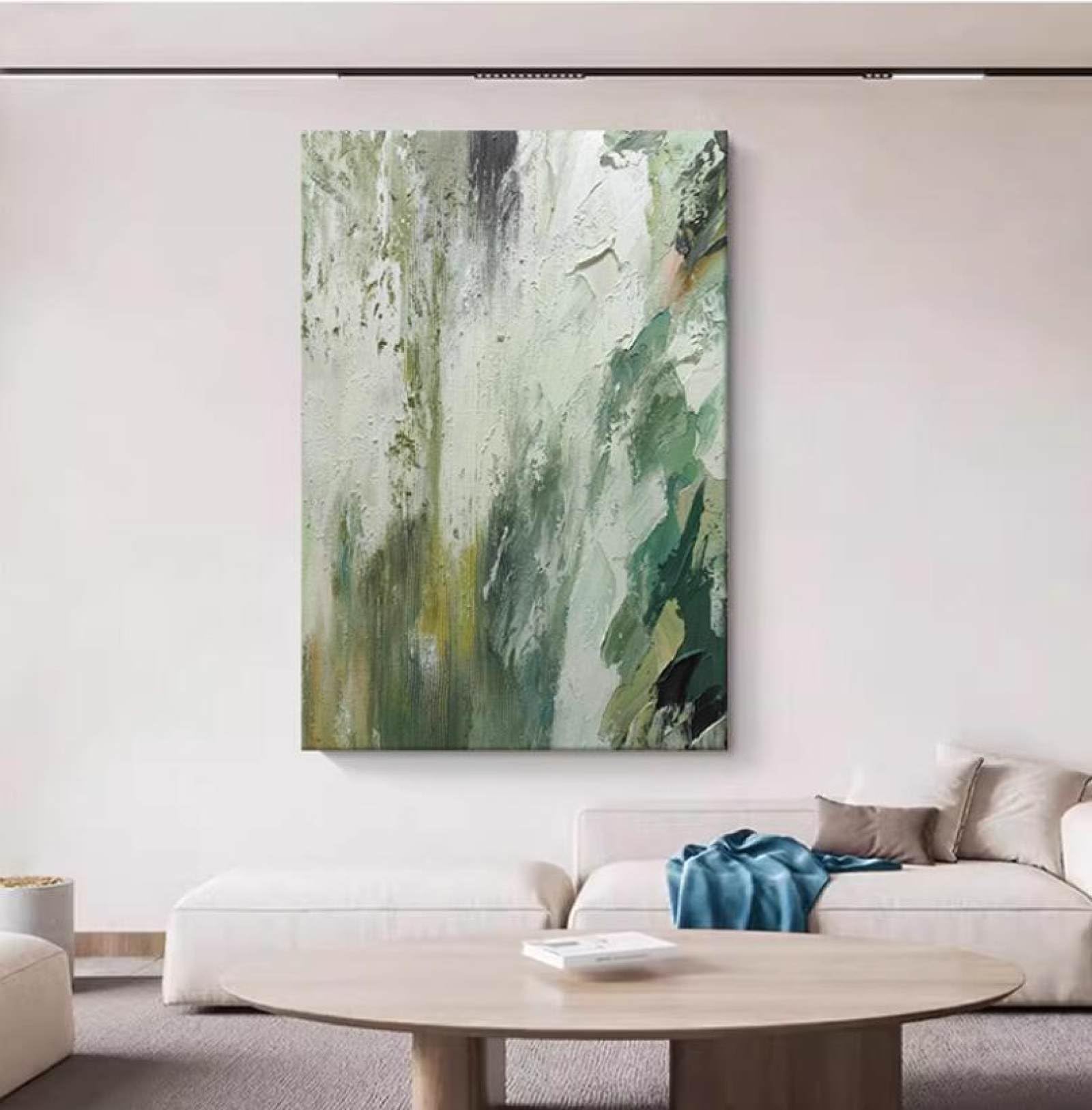 Peinture à l'huile pour la maison moderne avec texture verte abstraite de grande taille