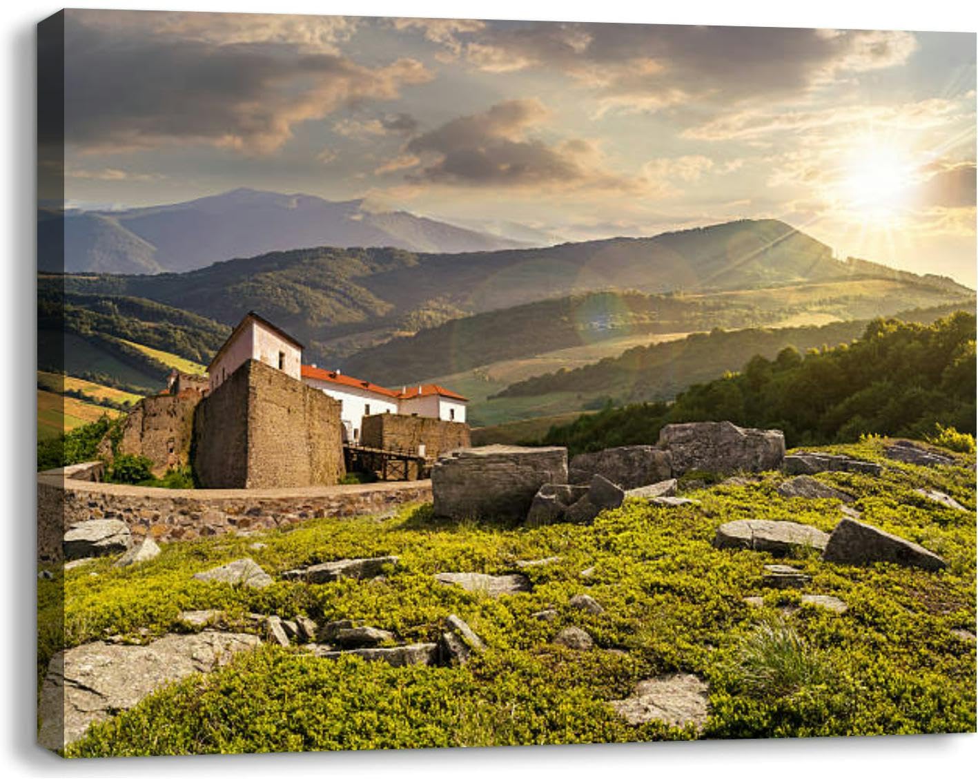 Composite landscape fortress woods mountain hillside Canvas Wall Art Bathroom Decor Paintings Pictures for Bedroom Wall Decor Above Bed Living Room Wall Decoration Office Artwork