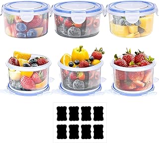 Frischhaltedosen mit Deckel, 6 Pack 300ML Rund Meal Prep Boxen, BPA-frei, Plastikschüssel Luftdicht Auslaufsicher, Gefrierdosen Set 12er-Pack (6 Behälter+6 Deckel)