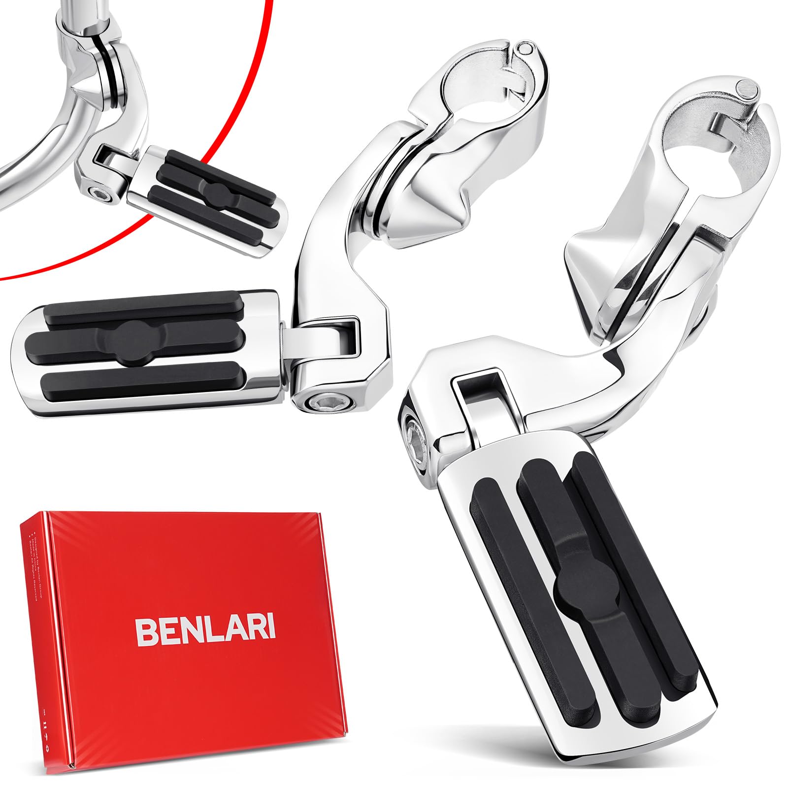 Benlari 1.25" Highway Pegs Short Angled Motorcycle Highway Foot Pegs Rests fit for Harley Engine Guard Parts Replacement for 1-1/4 Harley Davidson