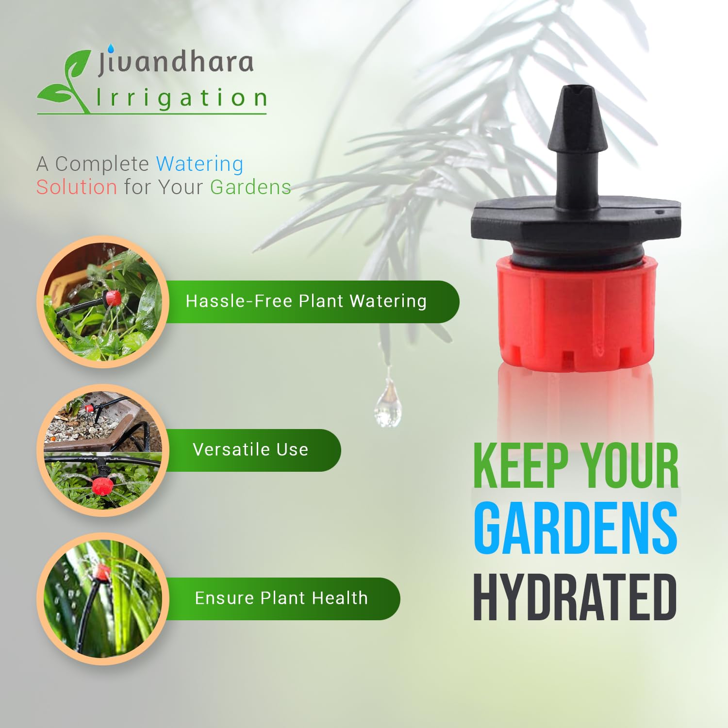 Jivandhara Irrigation® Adjustable Irrigation Dripper Sprinklers 1/4 Inch Emitters for Drip Irrigation System (100 Pieces, Red, Black) 1