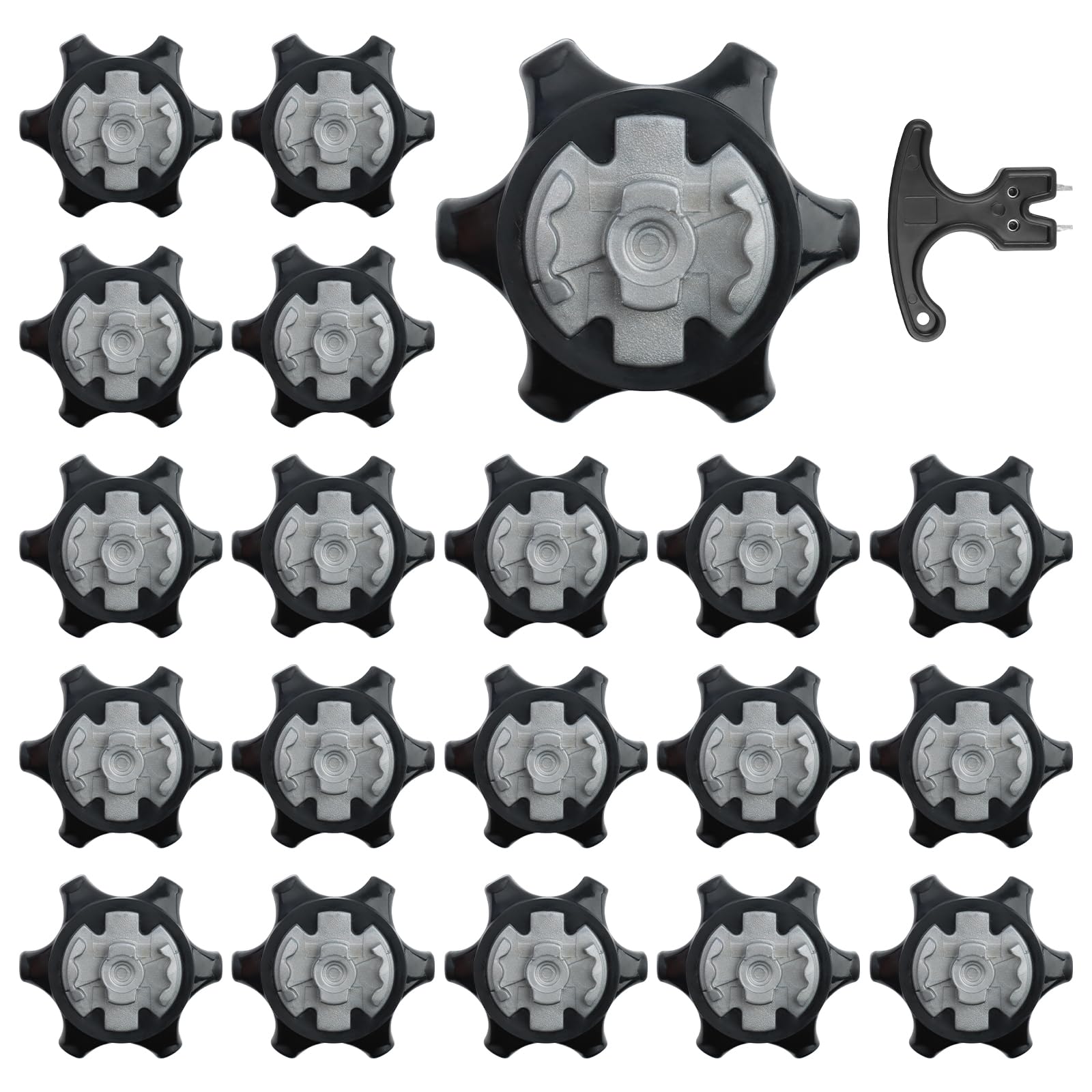 GTNCE 20 Pcs Golf Shoe Spikes Set, Golf Shoe Studs, Replacement Golf Shoe Cleats with Wrench, Metal & Rubber Golf Studs for Golf Shoes, Easy Install, Anti-Slip, Traction & Comfort