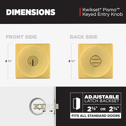Vista 77 de Kwikset Pismo - Manija con cerradura y llave, para exterior, puerta de entrada y dormitorio, con seguridad antirrobo SmartKey Rekey y Microban, Mate
