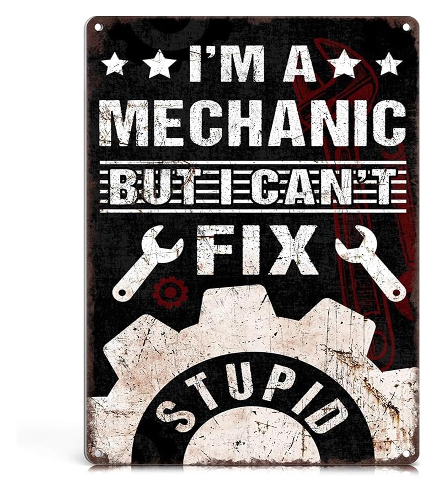 PKNVKZIDK Humorous Mechanic Sign Vintage Aluminum Metal Tin Sign for Garage or Workshop Wall 8 X 12 in