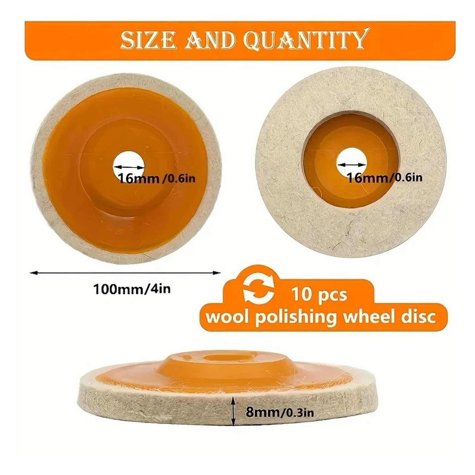 10 sztuk 4-calowe metalowe aluminiowe filcowe tarcze polerskie do stali nierdzewnej, chromu, biżuterii, drewna, plastiku Lucky