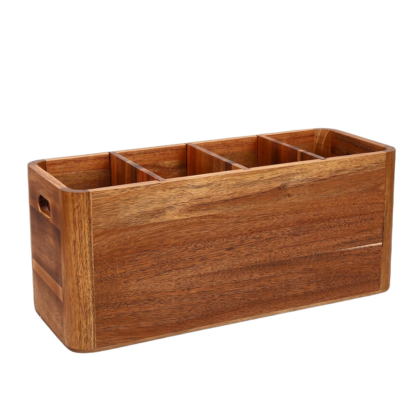 Ausla Utensilienhalter, Küchenutensilienhalter aus Holz mit 4 Fächern, Herausnehmbaren Trennwänden, Besteck-Organizer für Löffel, Gabeln und Kochutensilien, 15,75 X 5,91 X 6,69 Zoll