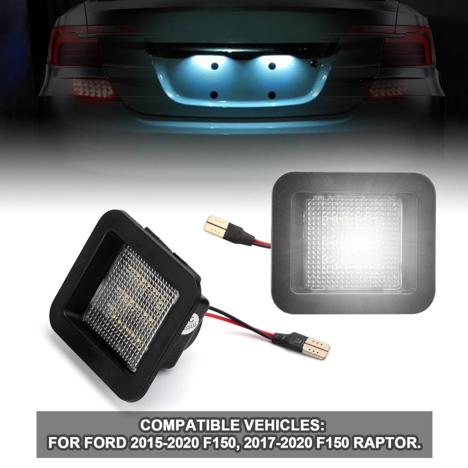 2pcs Éclairage à Led Plaque d'Immatriculation Compatibles avec Ford F150 2015-2020 F150 Raptor 2017-2020, Éclairage Plaque d'Immatriculation Visibilité Améliorée Accessoires Plug And Play