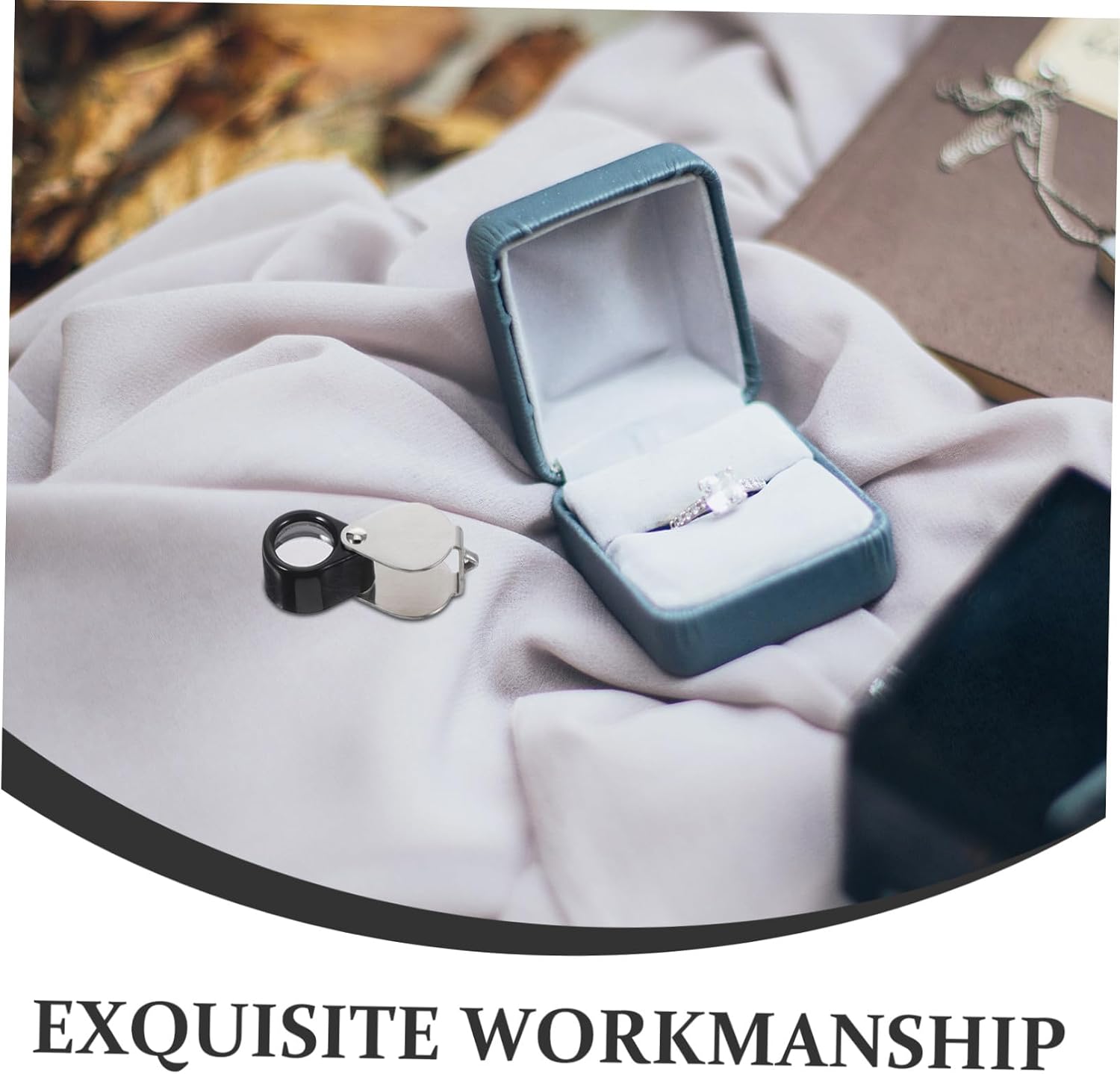 14x Foldable Jeweler Loupe Magnifier with Glass Lens and Leather Case for Jewelry Gems and Coins Inspection