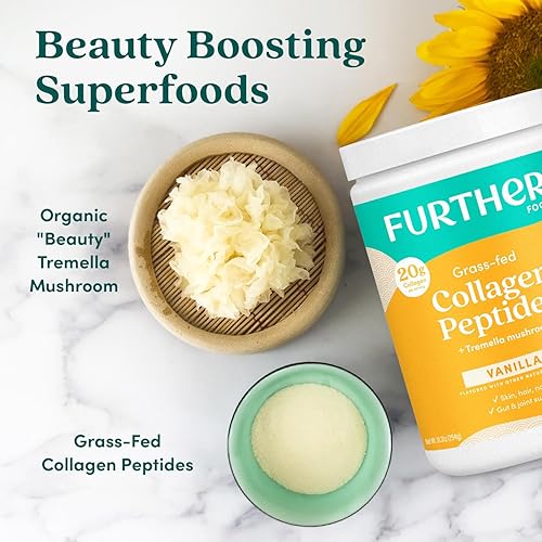 Miniatura 5 de Further Food Paquetes de péptidos de colágeno de vainilla en polvo, proteína hidrolizada de tipo 1 y 3 criada en pastos alimentados con pasto, salud
