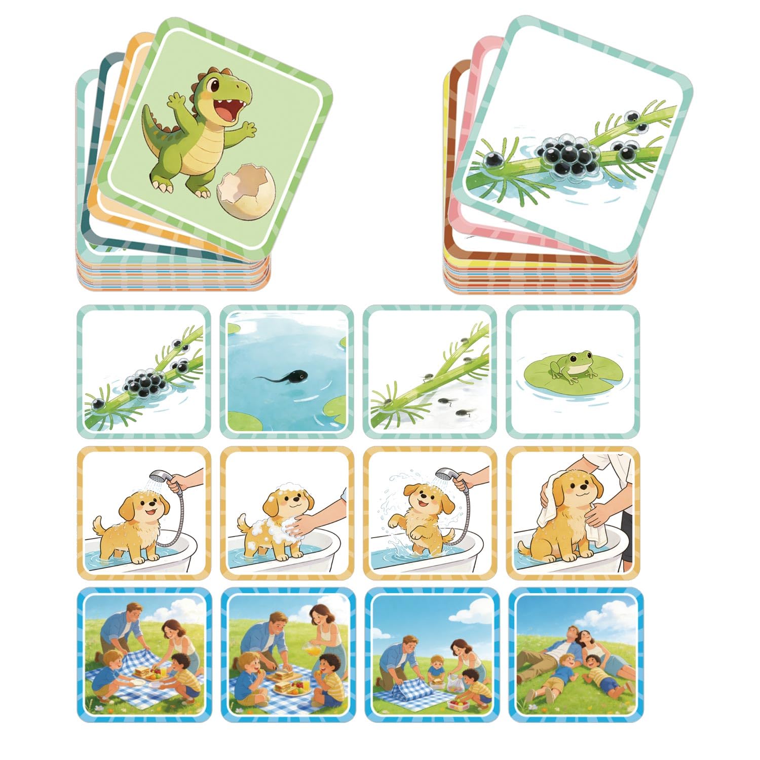 56 Sequencing Card, 4-Scene Sequence Game Set with 14 Story Sequences, Speech Therapy Materials for Improve Storytelling & Social Skills, Sentence Building, Learning Activities for Homeschool