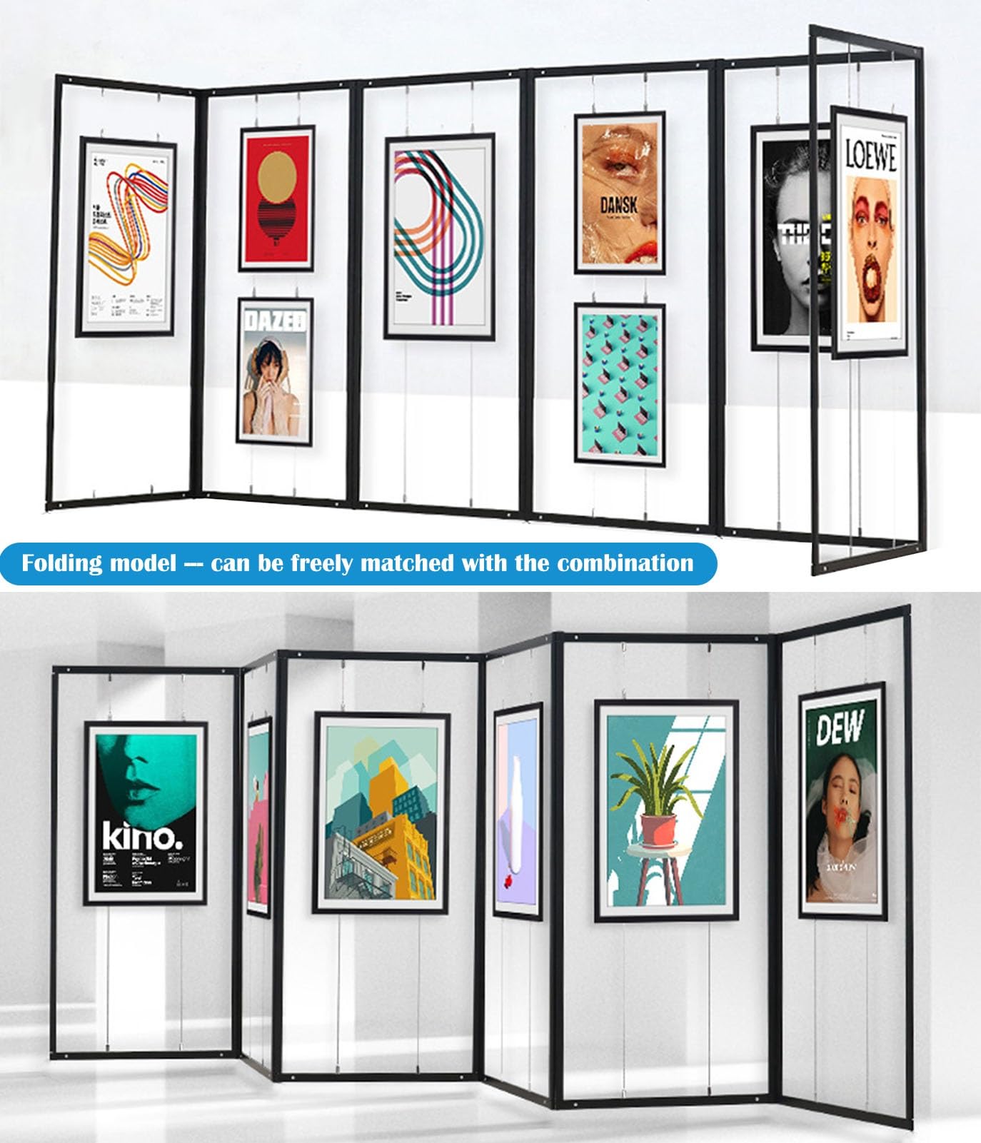 Tableau Affichage Présentoir D'art Pliable pour Exposition de Peinture, Support D'œuvres Publicitaires Autonome en Aluminium, Intérieur Extérieur Présentoir pour Affiches, Salon Commercial(3pcs,100x20