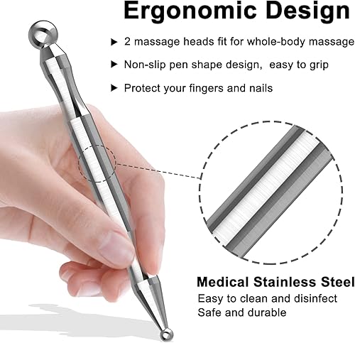 Miniatura 2 de Bolígrafo de acupuntura manual de acero inoxidable para aliviar el dolor de tejido profundo y masaje facial