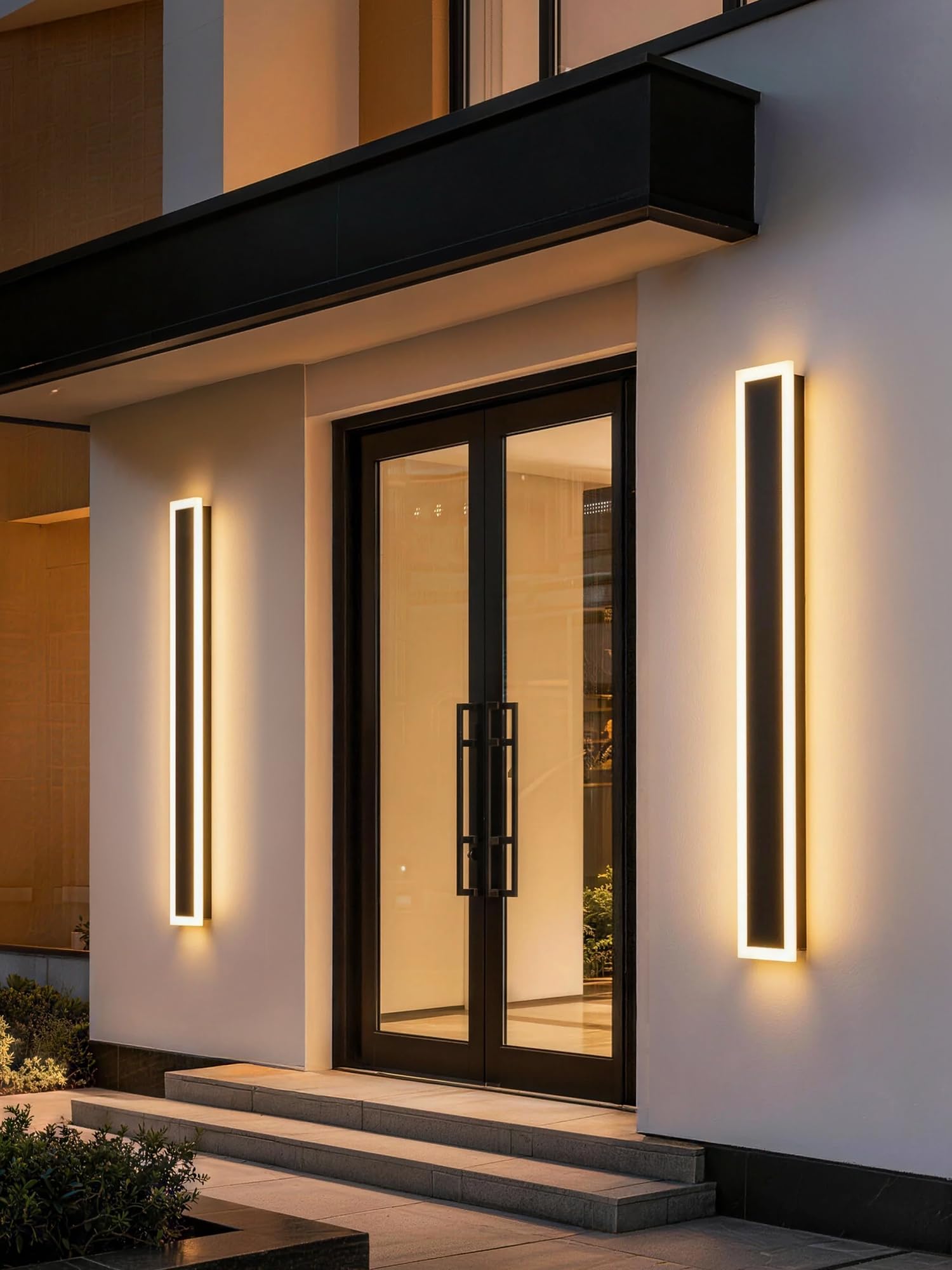 2-pack outdoor modern wall lights, 3000k exterior lighting fixture | 70.8-inch led outdoor wall sconce, 3000k warm white, 100-240v, 68w, 5600lm, soft cozy glow, ip65 waterproof for porch patio