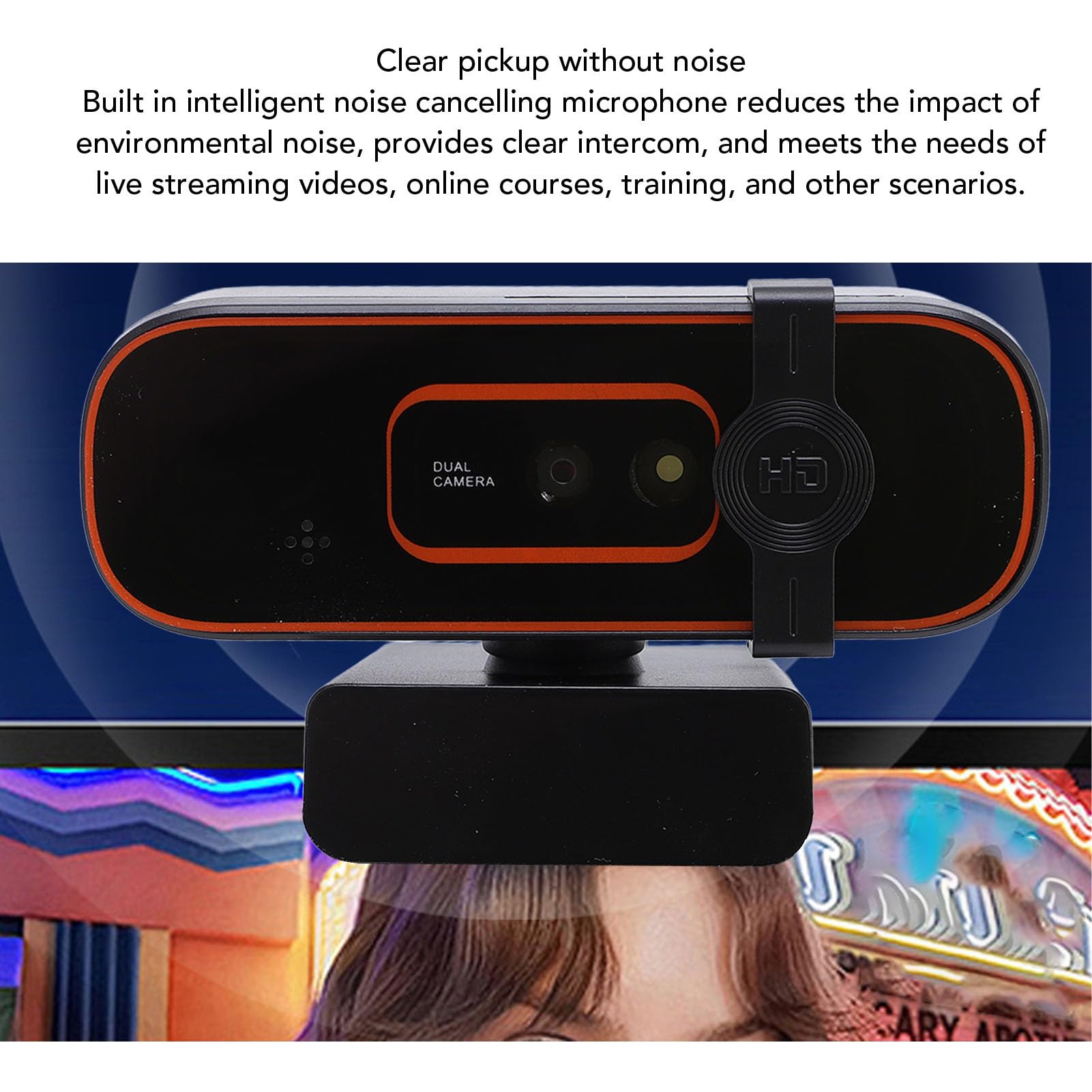 PUSOKEI Cámara Web de 1080P con Micrófono, Enfoque Automático y Reconocimiento Facial, Cámara Web de Video con Clip para Computadora Portátil de Escritorio de 2MP para WindowsHello