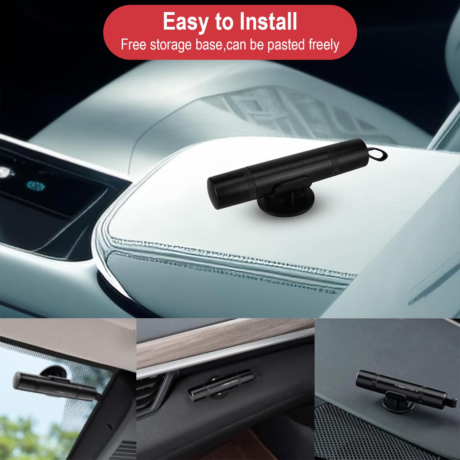 Martello di Emergenza per Auto con Taglia-Cinture di Sicurezza e Rompivetro, Strumento di Sicurezza Multifunzionale, Include Vetro di Prova e Base