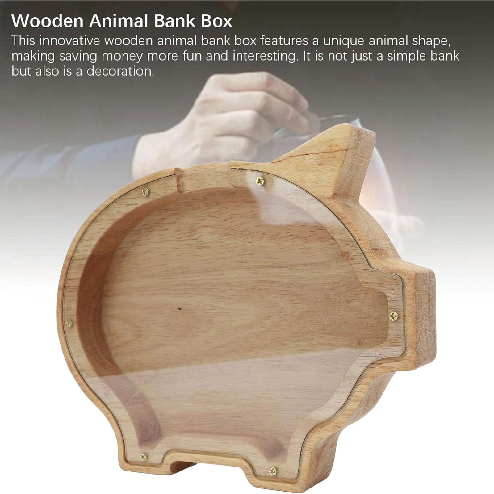 Tirelire Tirelire Animaux en Bois, Acrylique Transparent, Tirelire en Bois pour Enfants, décoration de Maison Mignonne, Cadeau d'anniversaire pour Enfants Tirelire Billet