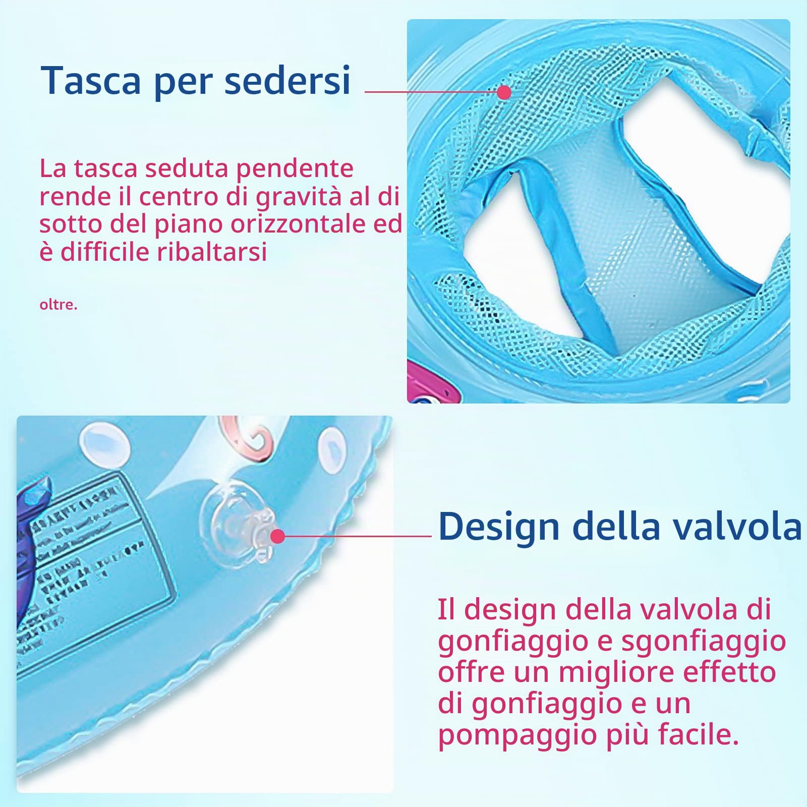 Yisscen Anello da nuoto per bambini, fango, per bambini, seggiolino per piscina, boa gonfiabile, giocattolo da piscina, regalo per bambini, adatto per bambini da 6 a 48 mesi