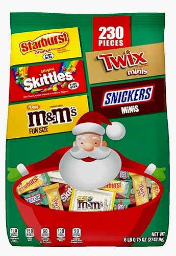 Miniatura 2 de SNICKERS, SKITTLES, TWIX, STARBURST, M&amp;M's Peanut Bulk Christmas Candy Assortment (230 ct.) + XALEZ TM Gift Box