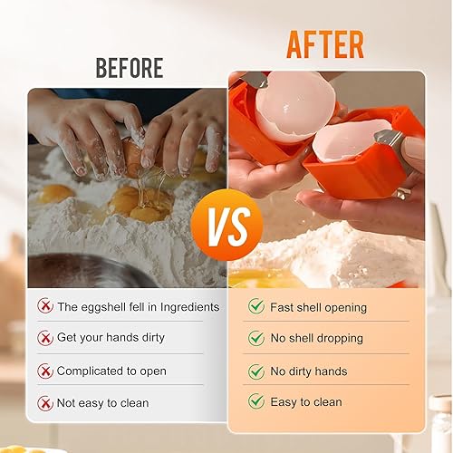 Miniatura 3 de Abridor de cáscara de huevo, abridor de huevos de mano multifuncional actualizado para huevos duros, cortador de cáscara de huevo de acero
