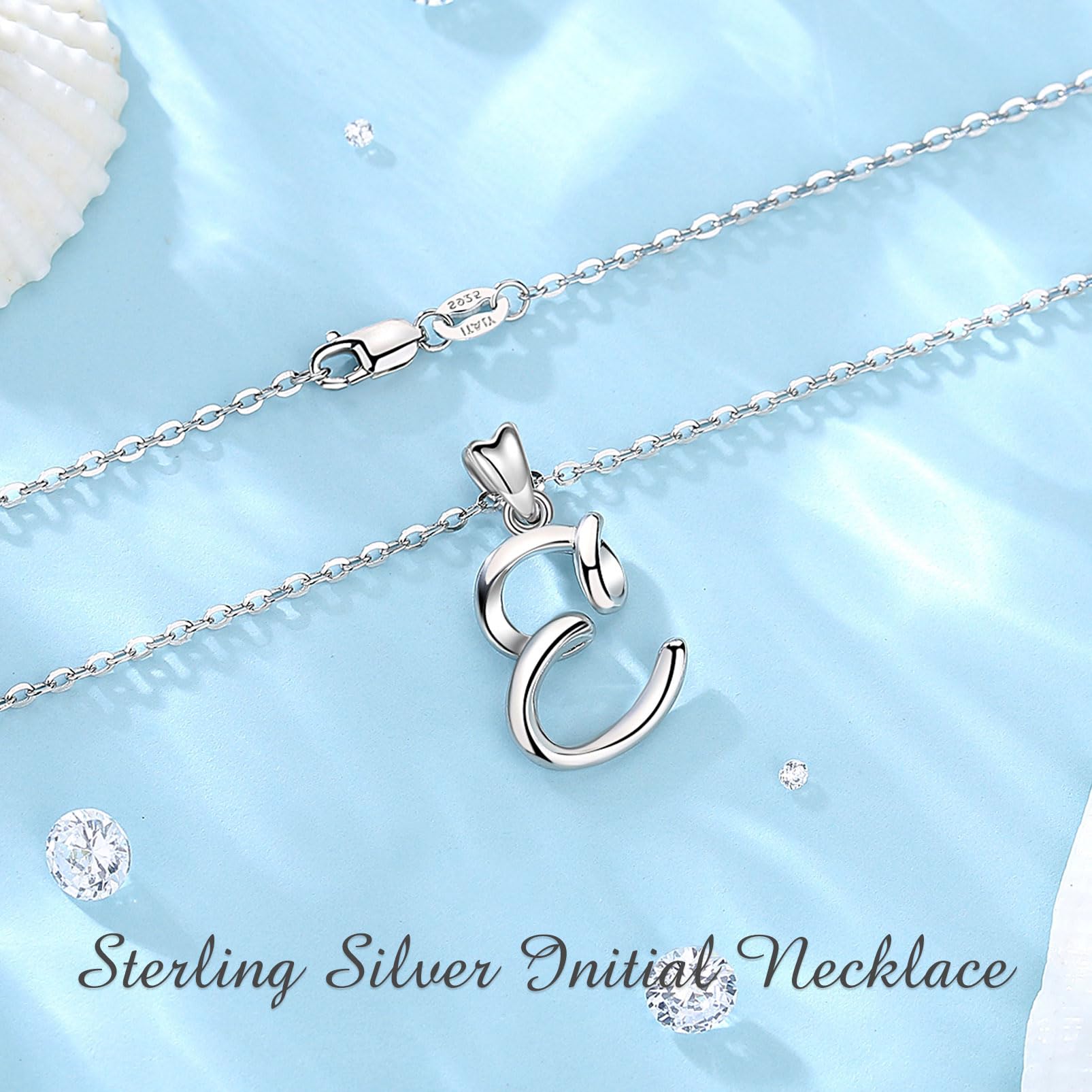 EUDORA Harmony Ball Collana Iniziale Argento Sterling 925 26 Lettere dell'Alfabeto Ciondolo Personalizzato Nome Gioielli Collane Regali per Donne Ragazze Festa della Mamma, Catena 45 cm