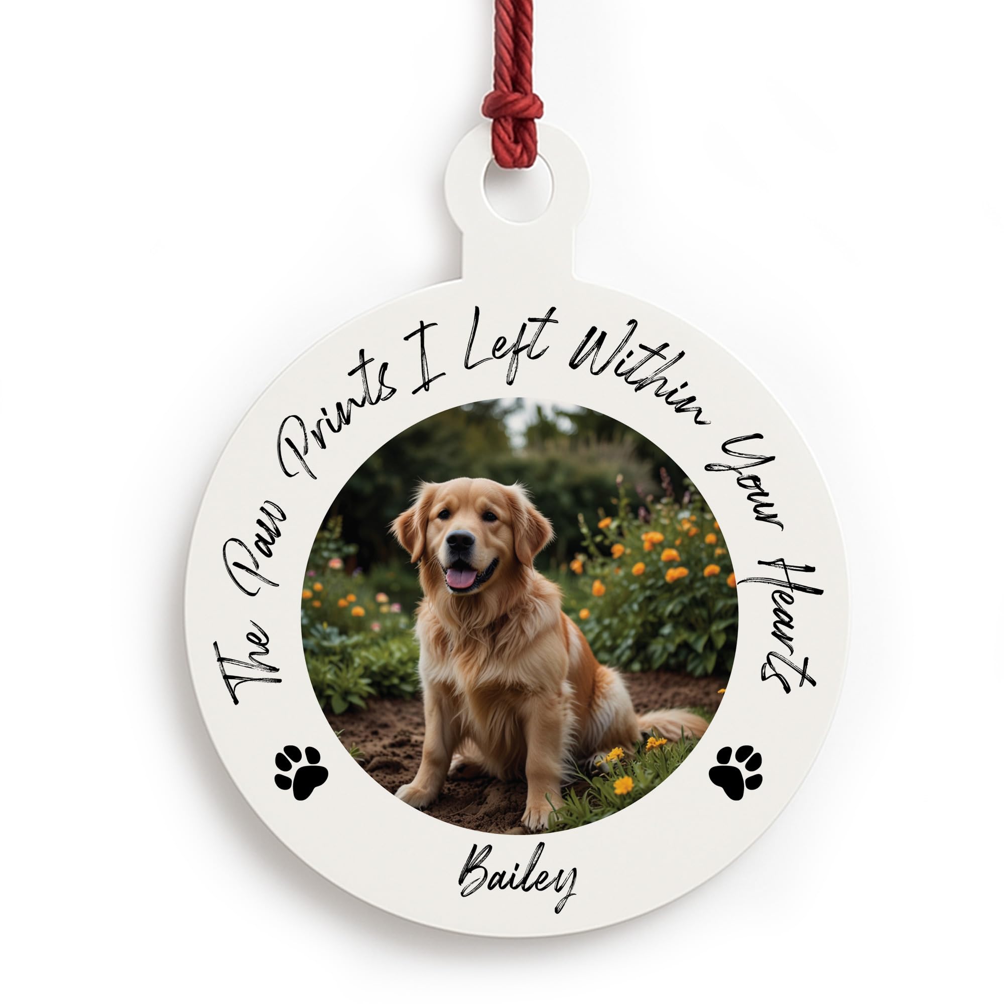 Red Ocean Personalised Photo Memory Plaque For Dog Memorial Bauble Dog Memorial Decoration For Lover Pet Owner Family Tree Decoration Keepsake