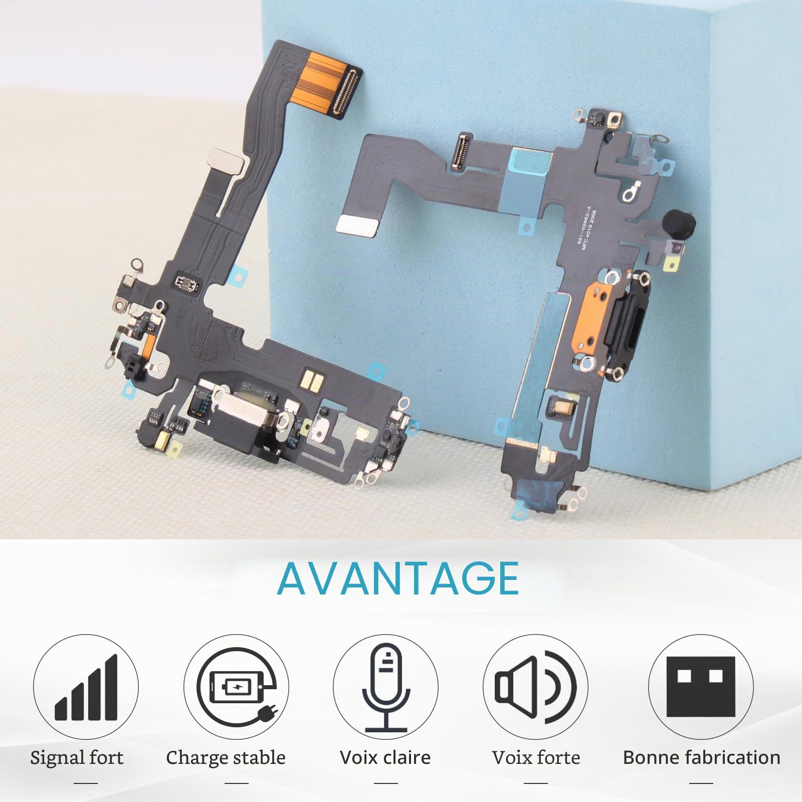 RongZy Dock Connecteur de Charge Compatible avec 6.1" iPhone 12 Câble Nappe de Rechange avec Connecteur pour iPhone 12 Pro Inclus Kit de Outils(Noir)