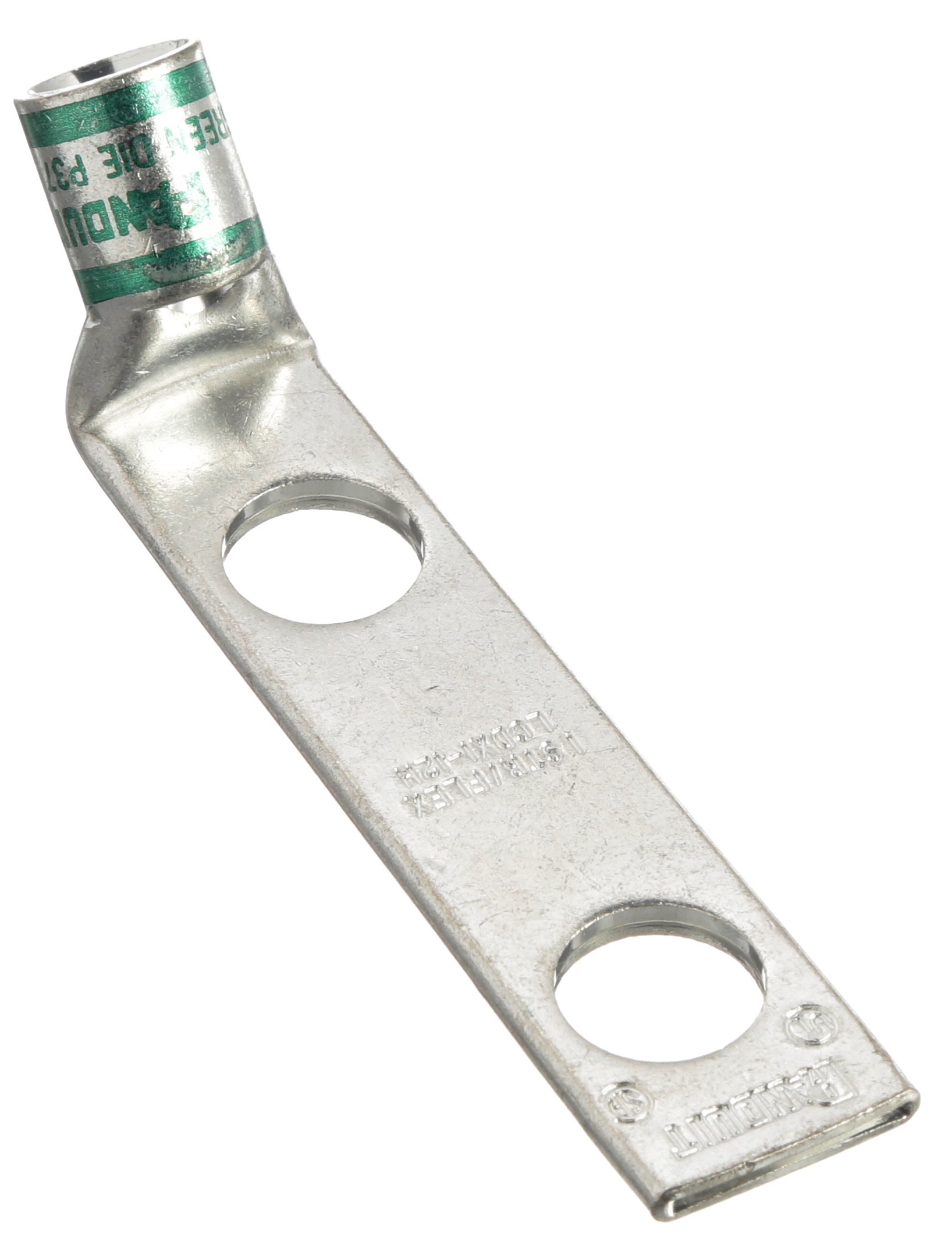 Panduit LCDX500-38DH-6 Flex Conductor Copper Compression Lug, 2 Hole, 500 kcmil Flex, 3/8-Inch Stud, 45° Bent Angle