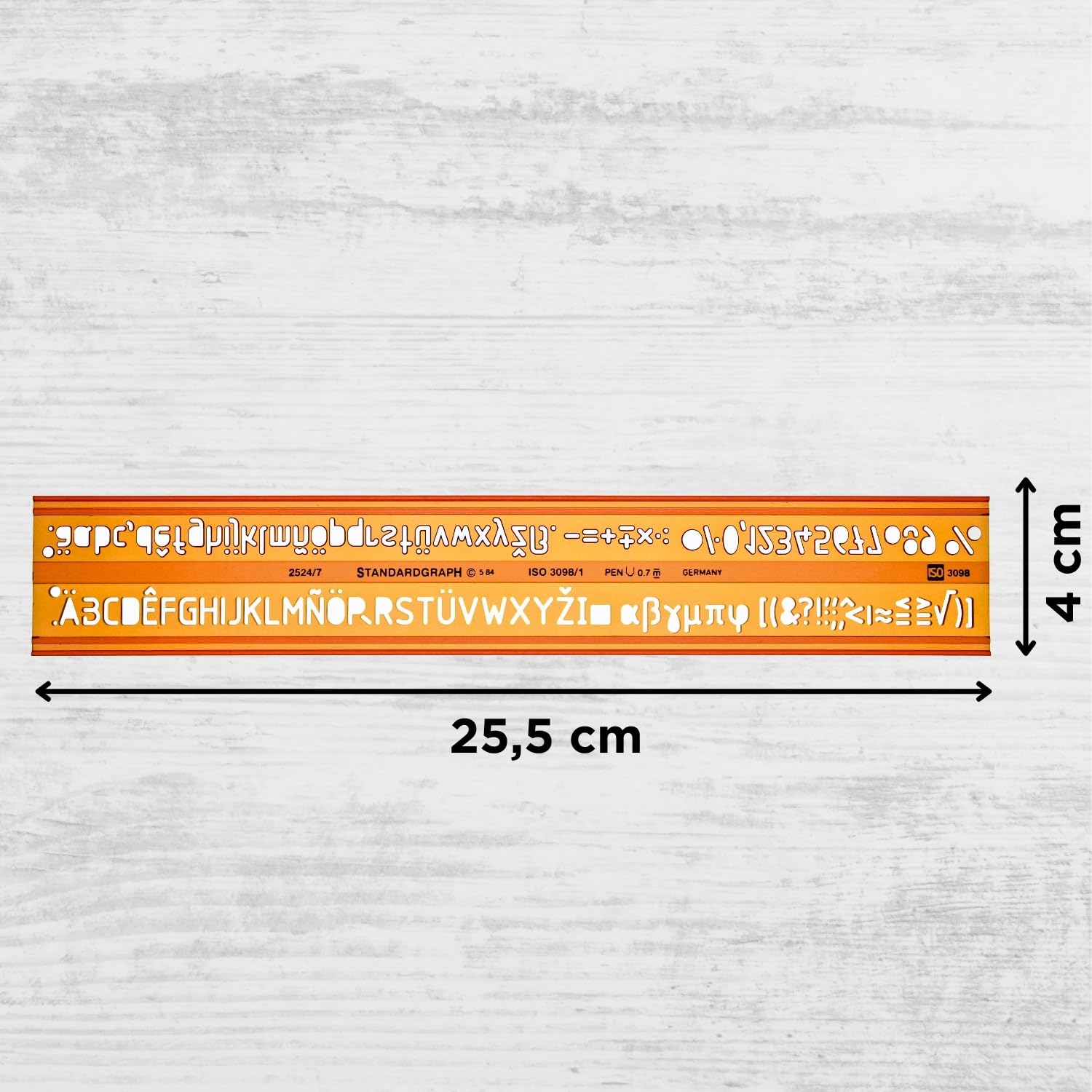 7mm Schriftschablone - Normschriftschablone 7mm - Schriftschablone Technisches Zeichnen - Schrift Schablone 7 mm - Isonorm Gerade Mittelschrift Schablone