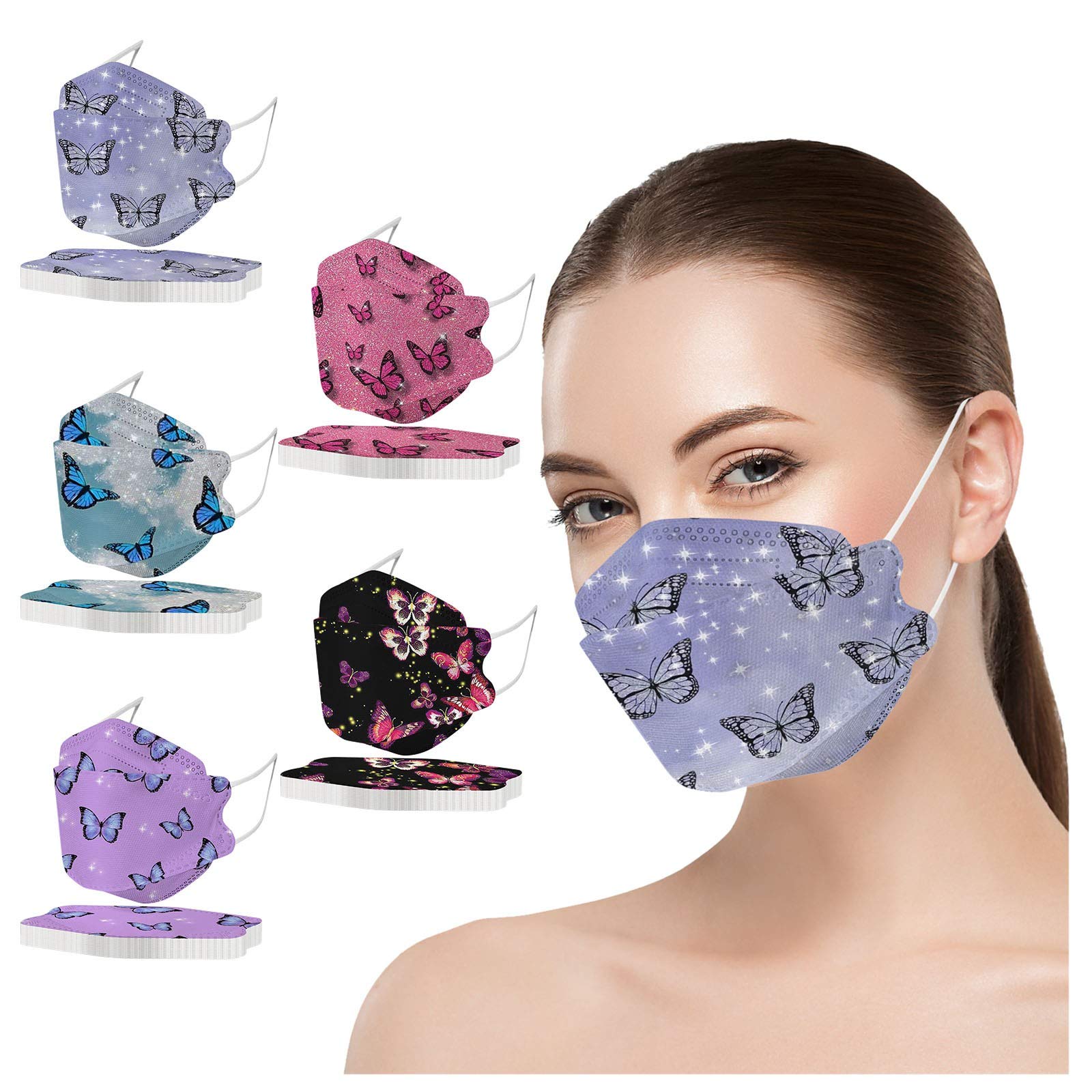 MaNMaNing Mascarillas 4 Capas 50 Unidades Colores Forma de Pez con Elástico para Los Oídos 20200222-MANING-KTYY