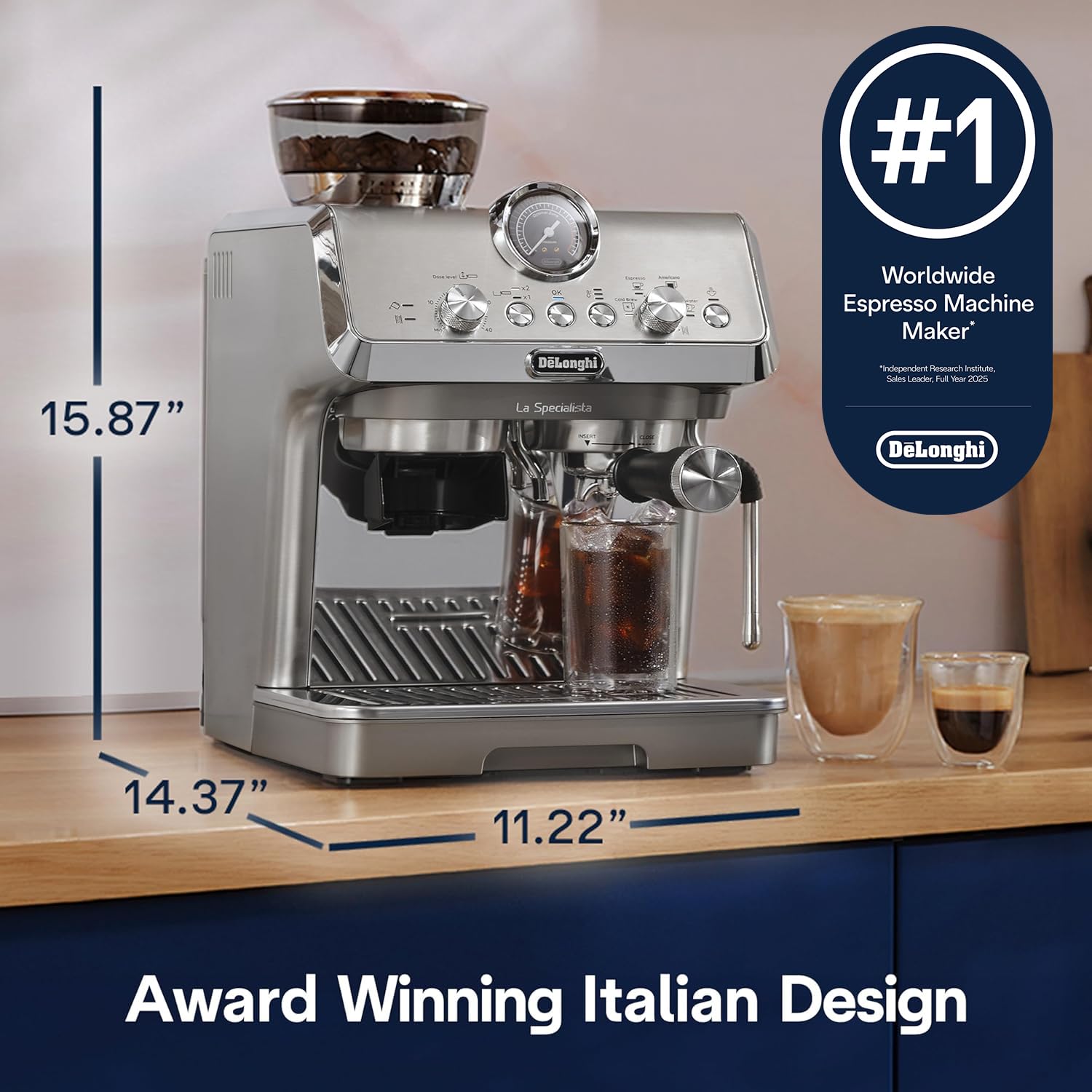 De'Longhi La Specialista Arte Evo Espresso Machine with Coffee Grinder | #1 Worldwide Espresso Machine Maker, 4 Preset Recipes, Built-in Grinder, Powerful Milk Frother, Barista Toolkit Included