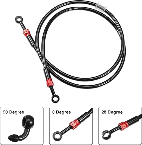 Miniatura 4 de X AUTOHAUX Manguera de freno AN3 28 90 grados M10 para motocicleta, línea de freno hidráulico, manguera de aceite para ATV, motocicleta, motocross,