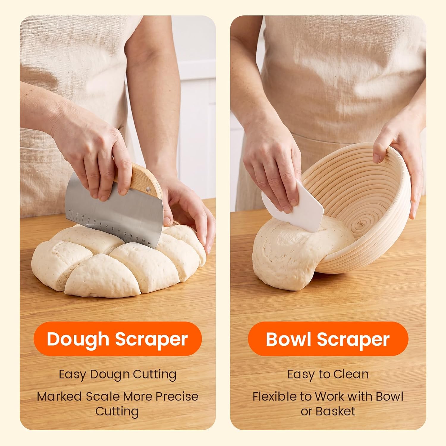 Sourdough Starter Kit with Scale,10" Round and 10" Oval Bread Basket