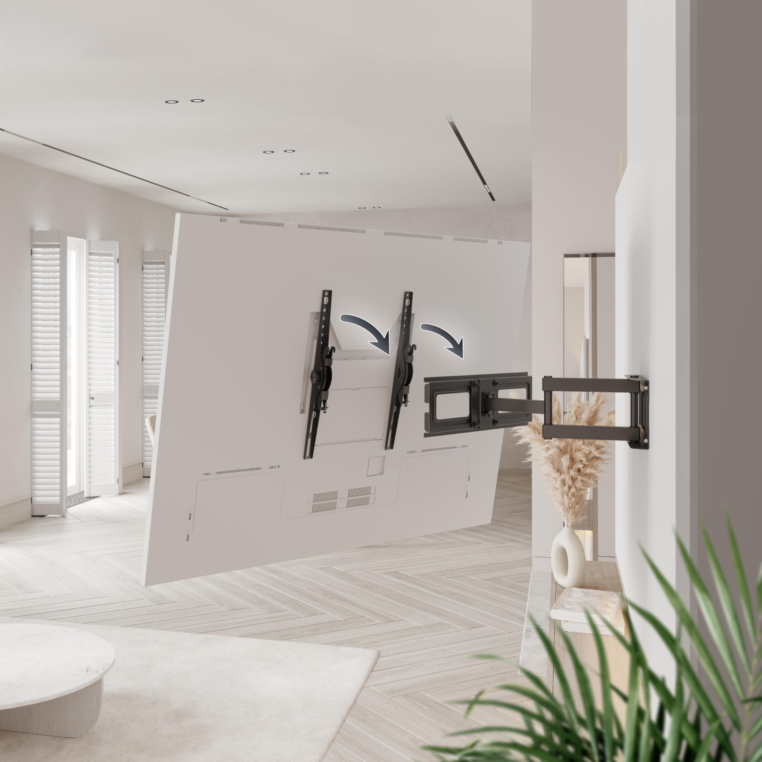 RICOO Supporto TV parete S6144 32“-55” pollici 81-140 cm Staffa televisore Girevole Inclinabile Porta televisione universale VESA 200 x 200-400 x 400 Nero