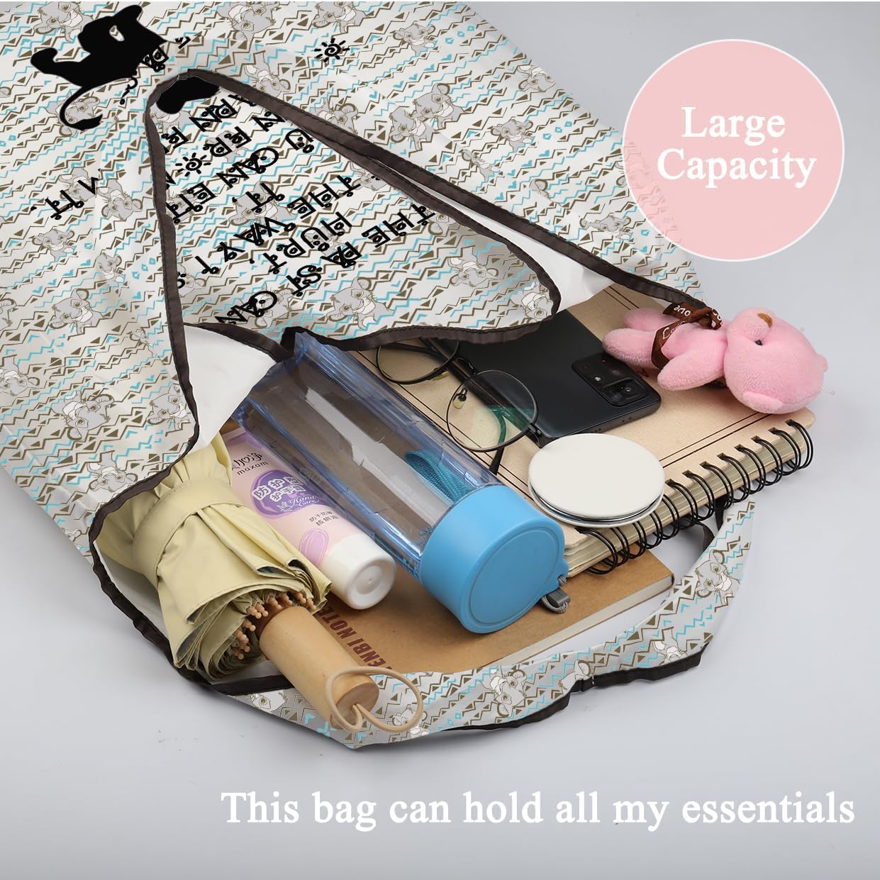 MBMSO Lion Inspired Reusable Grocery Bag Lion Foldable Shopping Tote for Cartoon Fans Lightweight Durable Animal Kingdom Gift - Image 4