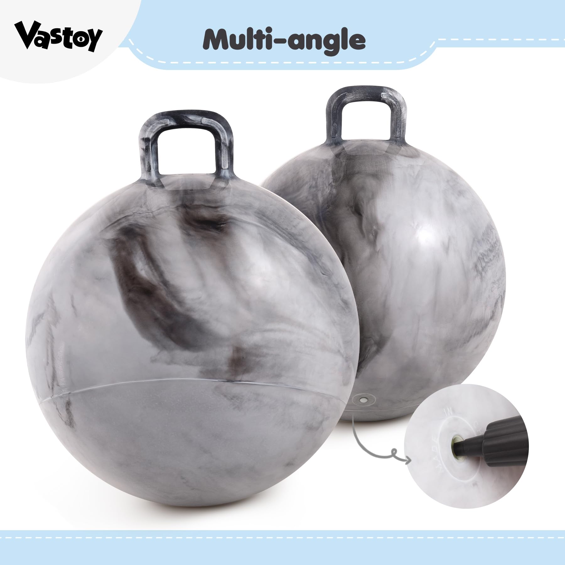 Vastoy 20 Inch Space Hopper Ball for Kids 6-9 Years, Anti-Slip Space Hopper with Hand Pump - Image 4
