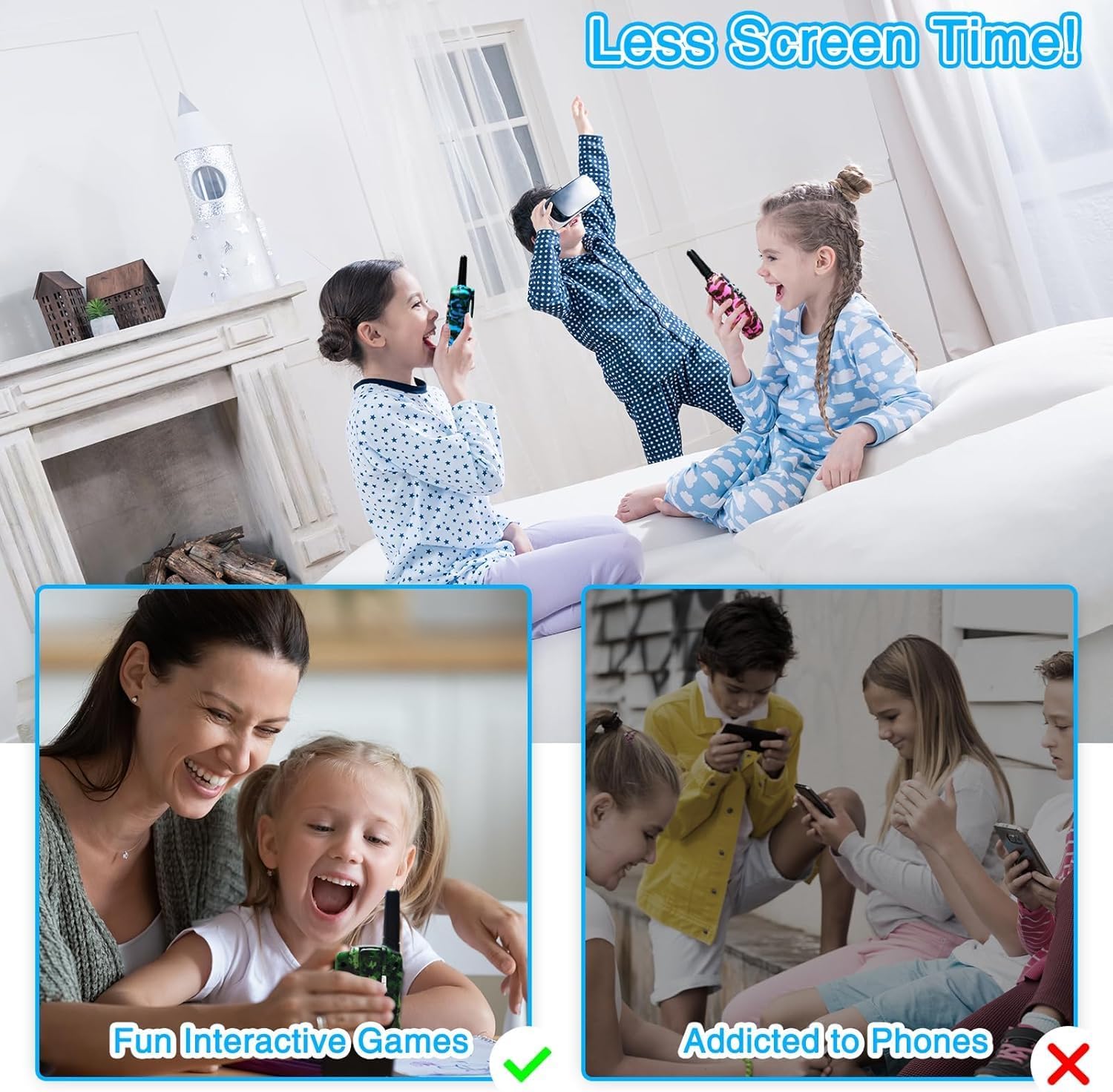 Walkie Talkies for Kids 4 Pack, 3 Miles Long Range Walkie Talkie Rechargeable with Clear Sound, Outdoor Toys for Boys Girls, Camping, Hiking, Christmas Birthday Gifts for 3 4 5 6 7 8 9 Year Old Kids